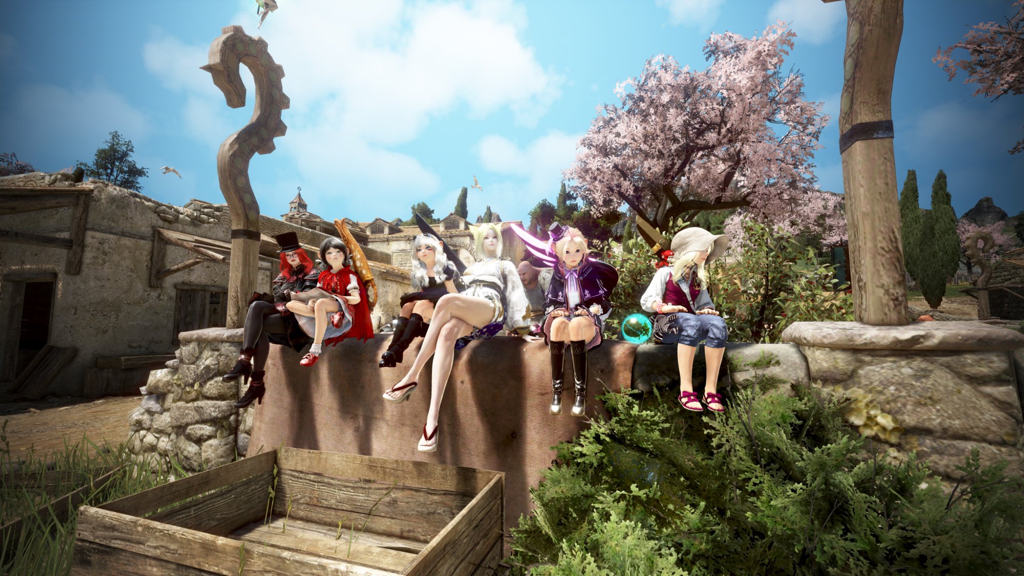 桜の木の下で集合